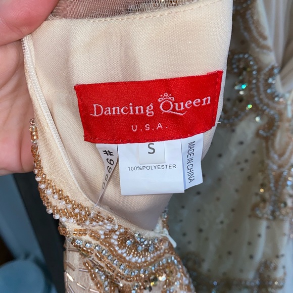 Cream Colored Bejeweled Prom Dress - Picture 9 of 9